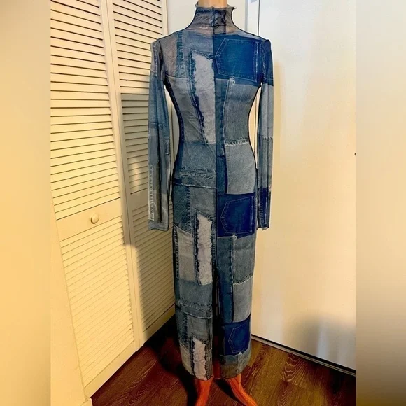 🔥🔥ZARA PATCHWORK DENIM TULLE DRESS